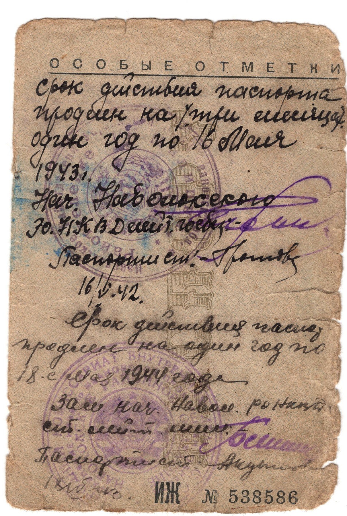 Страницы паспорта Тихомирова Н.М. 1934 г. / источник: личный архив автора