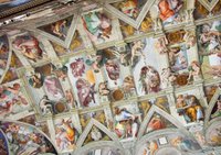Фреска на потолке Сикстинской капеллы, расписанная Микеланджело Буонарроти по сюжетам Книги Бытия (первая книга Ветхого Завета, рассказывающая о происхождении мира)