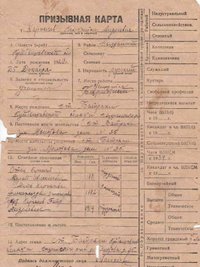 Призывная карта на Карпычева К.А., 1939 г. Источник: МБУ «Городской краеведческий музей» городского округа Октябрьск Самарской области