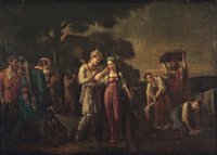 «Первая встреча Игоря с Ольгой», Василий Сазонов, 1824 / источник: Государственная Третьяковская галерея