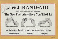 Реклама Johnson&Johnson по использованию пластыря BAND-AID, соединившего в себе липкую ленту и марлю. Так появился первый коммерческий, готовый к использованию пластырь, 1921