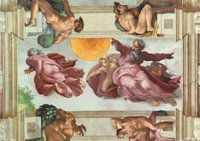 «Сотворение Солнца и Луны», одна из девяти фресок потолка Сикстинской капеллы, расписанная Микеланджело Буонарроти, 1508-1512, Ватикан