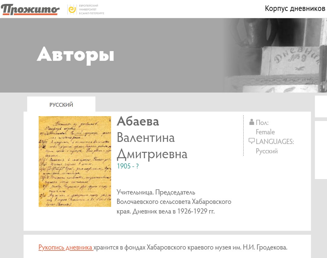 Проект по сохранению личных дневников "Прожито" / источник: Прожито (prozhito.org)