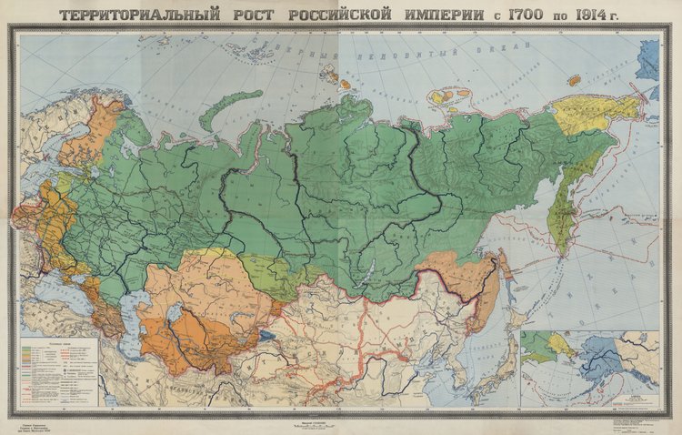 Карта роста территории Российской империи с 1700 по 1914 г. Источник: ЭтоМесто (etomesto.ru)
