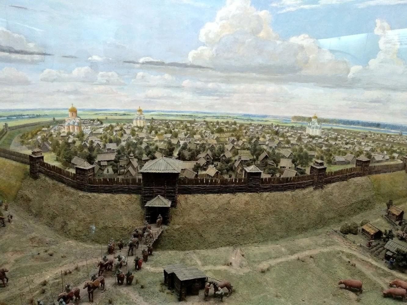 Диорама старой Рязани, XIII век. Источник: Археологический музей в Спасске-Рязанском