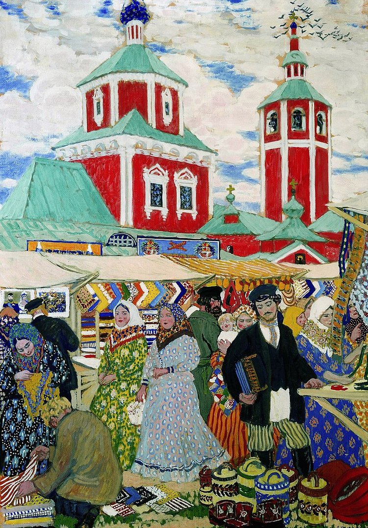 Борис Кустодиев, «Ярмарка», 1910 г. Источник: Саратовский музей имени А. Н. Радищева