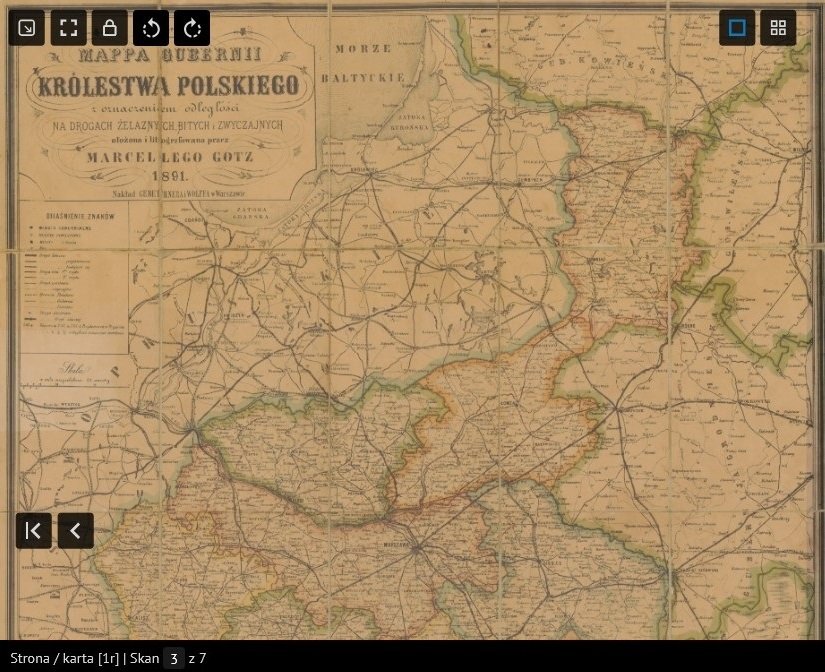 Карта Королевства Польского 1891 г. на сайте Национальной библиотеки Польши. Источник: polona.pl