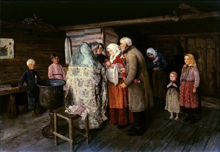 Петр Коровин, «Крестины», 1896 г. Из собрания Государственной Третьяковской галереи, Москва