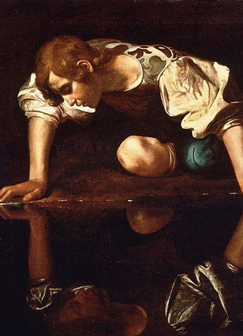 Микеланджело Караваджи. «Нарцисс». Холст, масло, 1597 г.