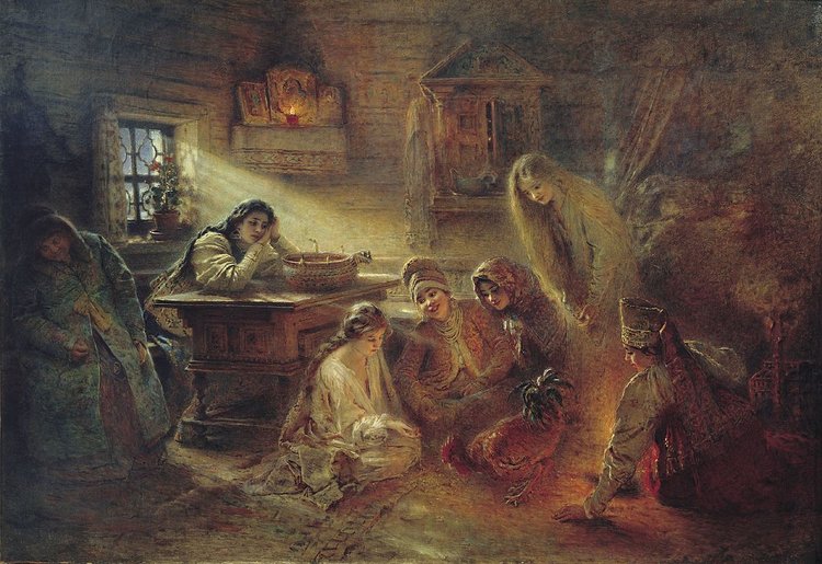 Константин Маковский, «Святочные гадания». Около 1905 г.