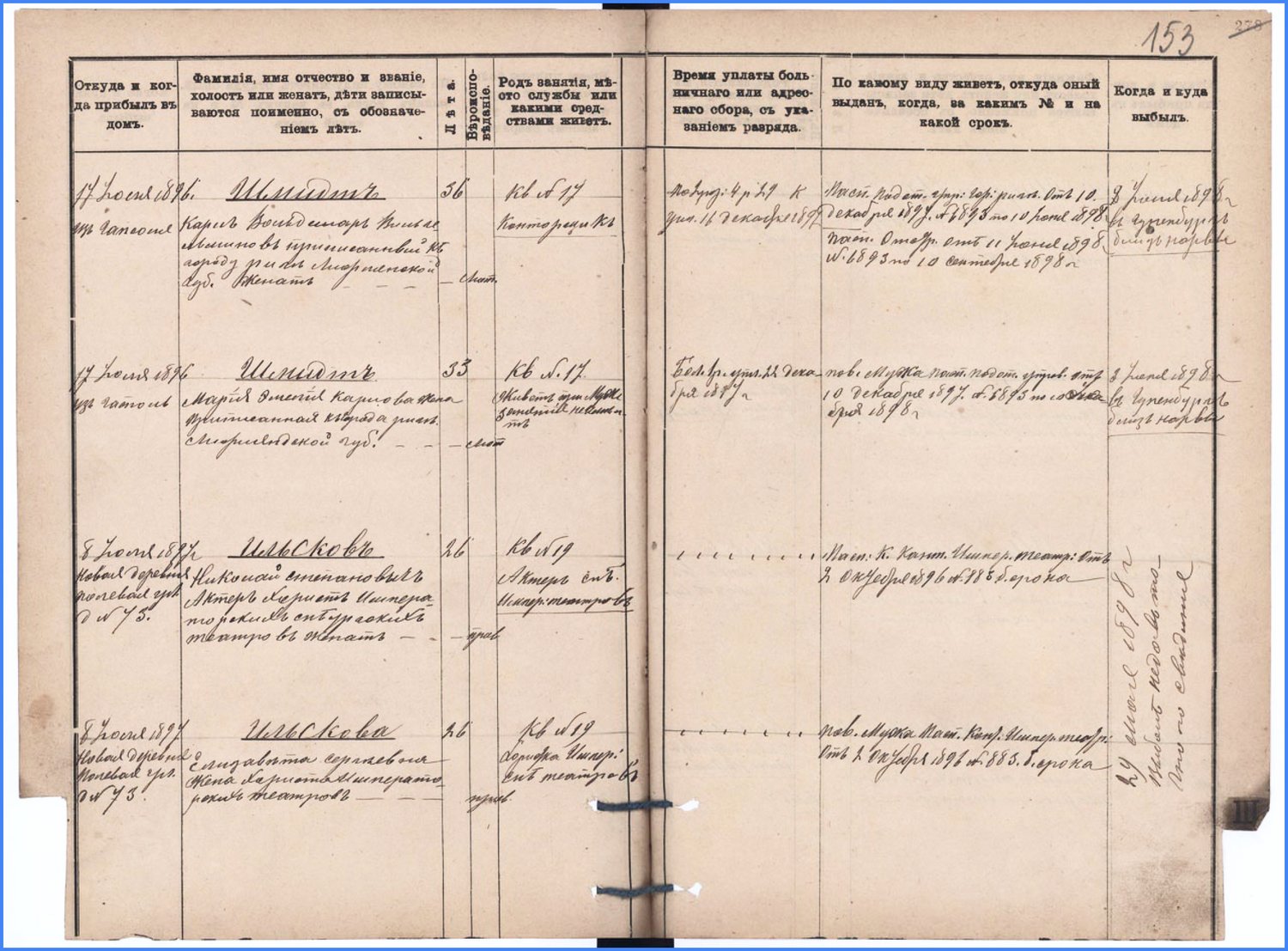 Домовая книга с упоминанием супругов Николая и Елизаветы Ильсковых