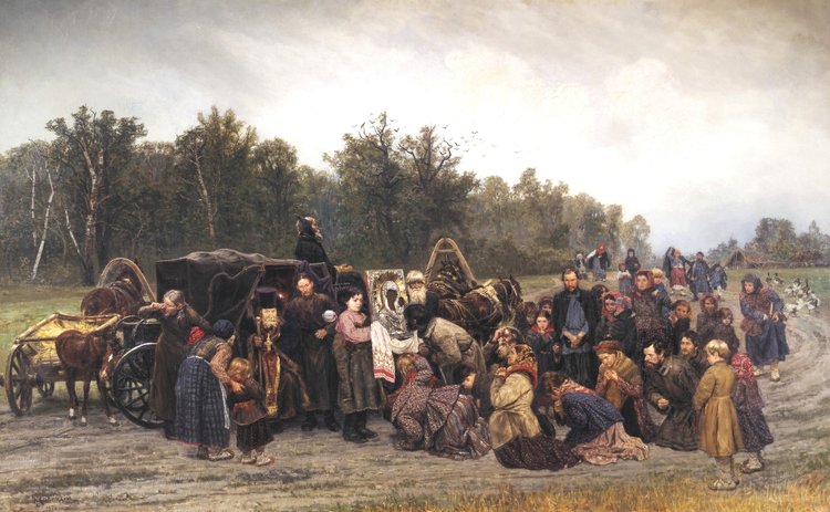 Константин Савицкий, «Встреча иконы», 1878 г. Источник: Государственная Третьяковская галерея (Москва)