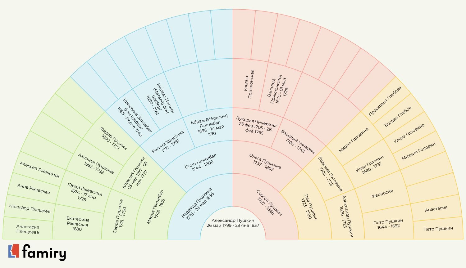 Веерная диаграмма в сервисе Famiry