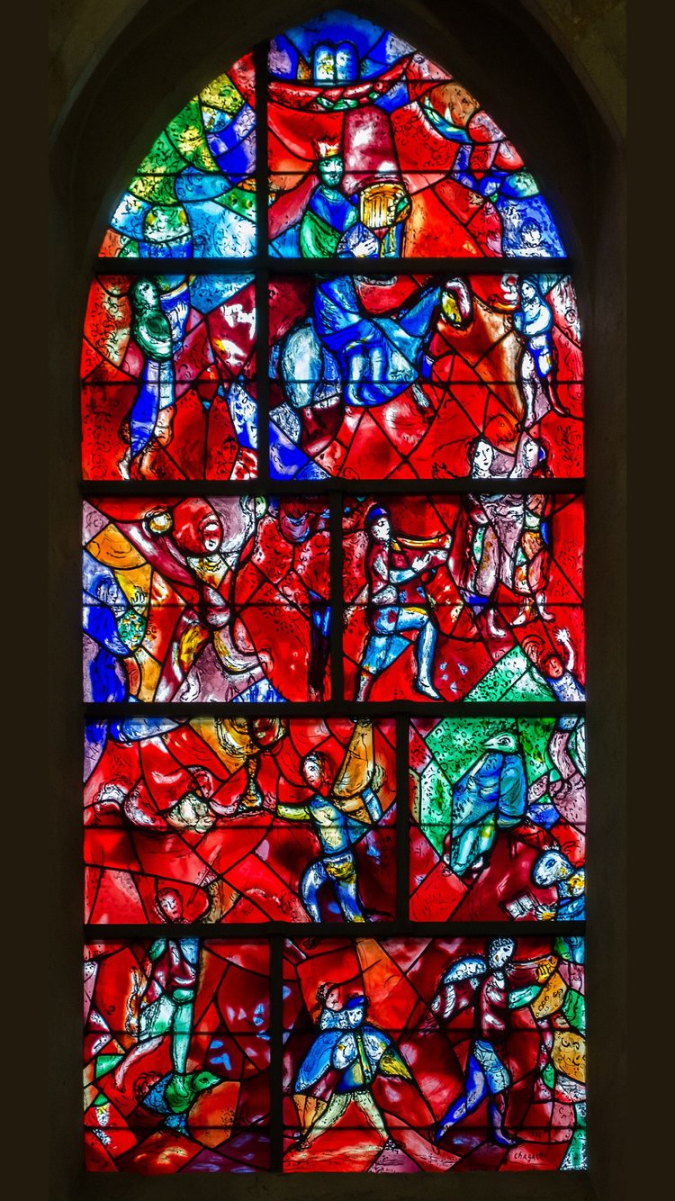 Витражи Марка Шагала в Кафедральном соборе Святой Троицы в Чичестере, Западный Суссекс, Англия